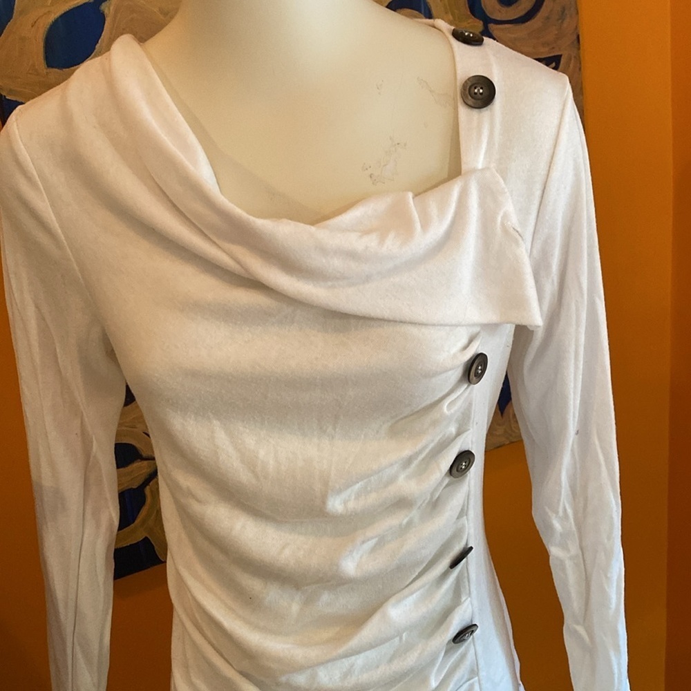 White Ruched Blouse - Picture 2 of 6